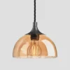 Chelsea Tinted Glass Dome Pendant Light - 8 Inch - Amber