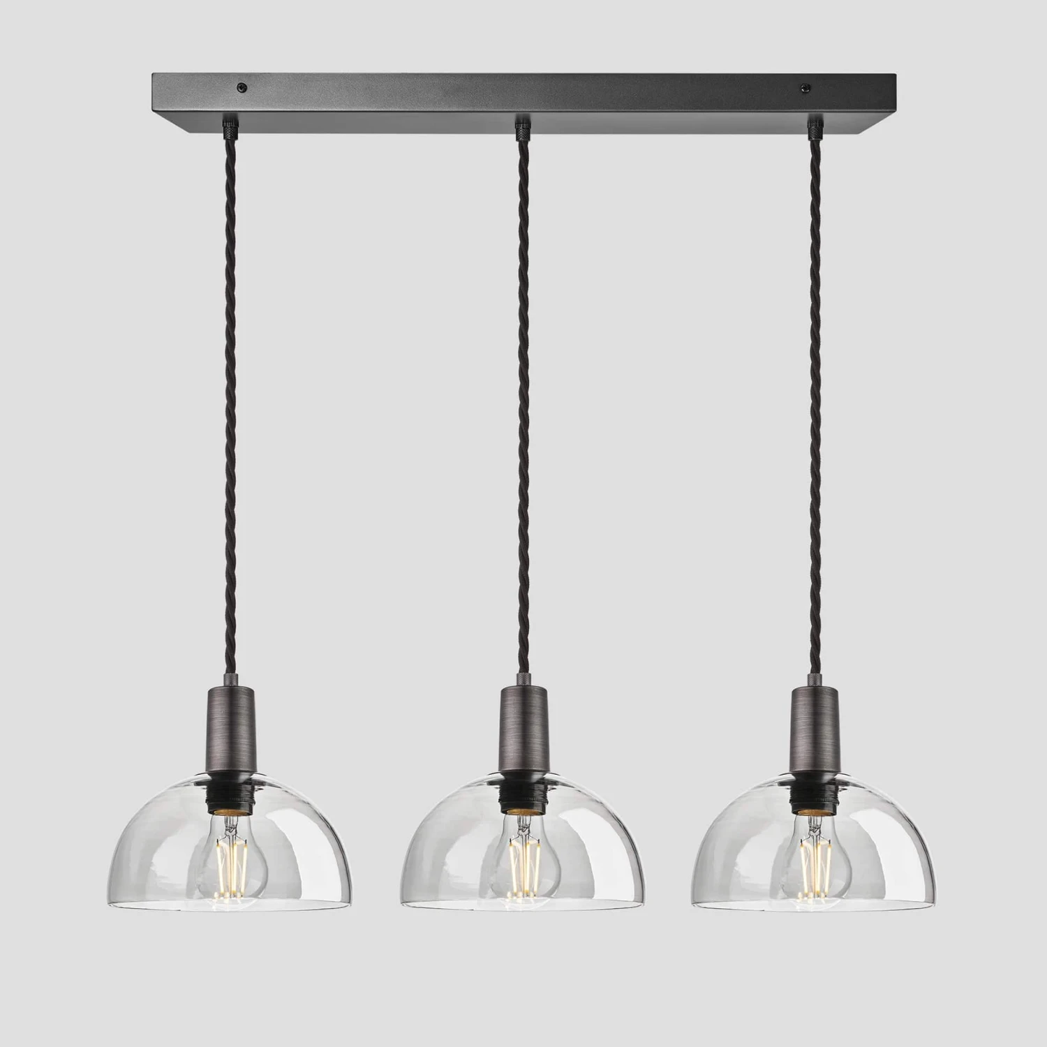 Sleek Tinted Glass Dome 3 Wire Cluster Lights - 8 Inch - Smoke Grey 3 Sleek Tinted Glass Dome 3 Wire Cluster Lights - 8 Inch - Smoke Grey - Image 3