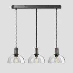 Sleek Tinted Glass Dome 3 Wire Cluster Lights - 8 Inch - Smoke Grey 12 Sleek Tinted Glass Dome 3 Wire Cluster Lights - 8 Inch - Smoke Grey -Industville Shop 8 Inch Pendant Glass Industville Lighting Dome PewterHolder Sleek SL TGL D8 3WOCL SG PH