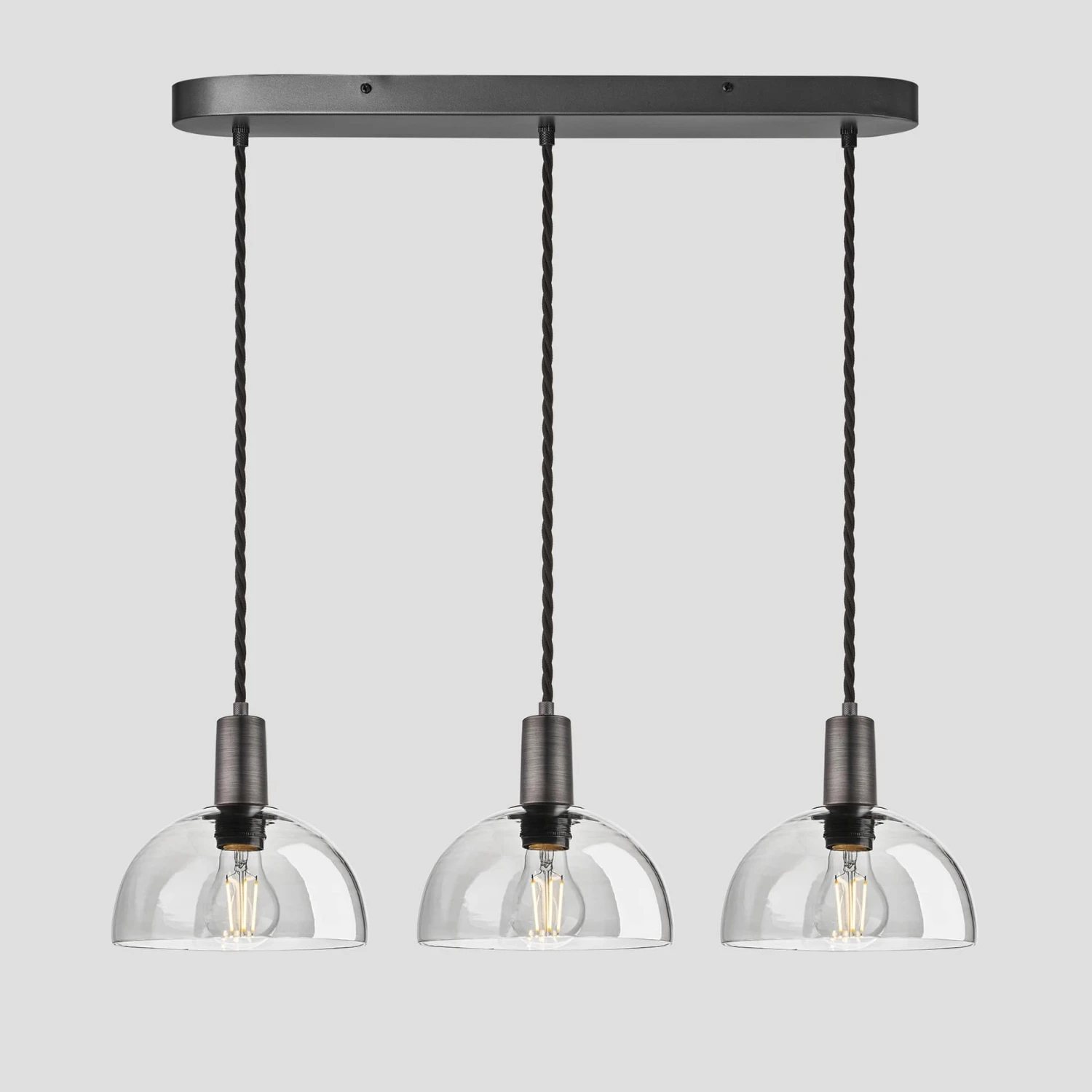 Sleek Tinted Glass Dome 3 Wire Cluster Lights - 8 Inch - Smoke Grey 4 Sleek Tinted Glass Dome 3 Wire Cluster Lights - 8 Inch - Smoke Grey - Image 4