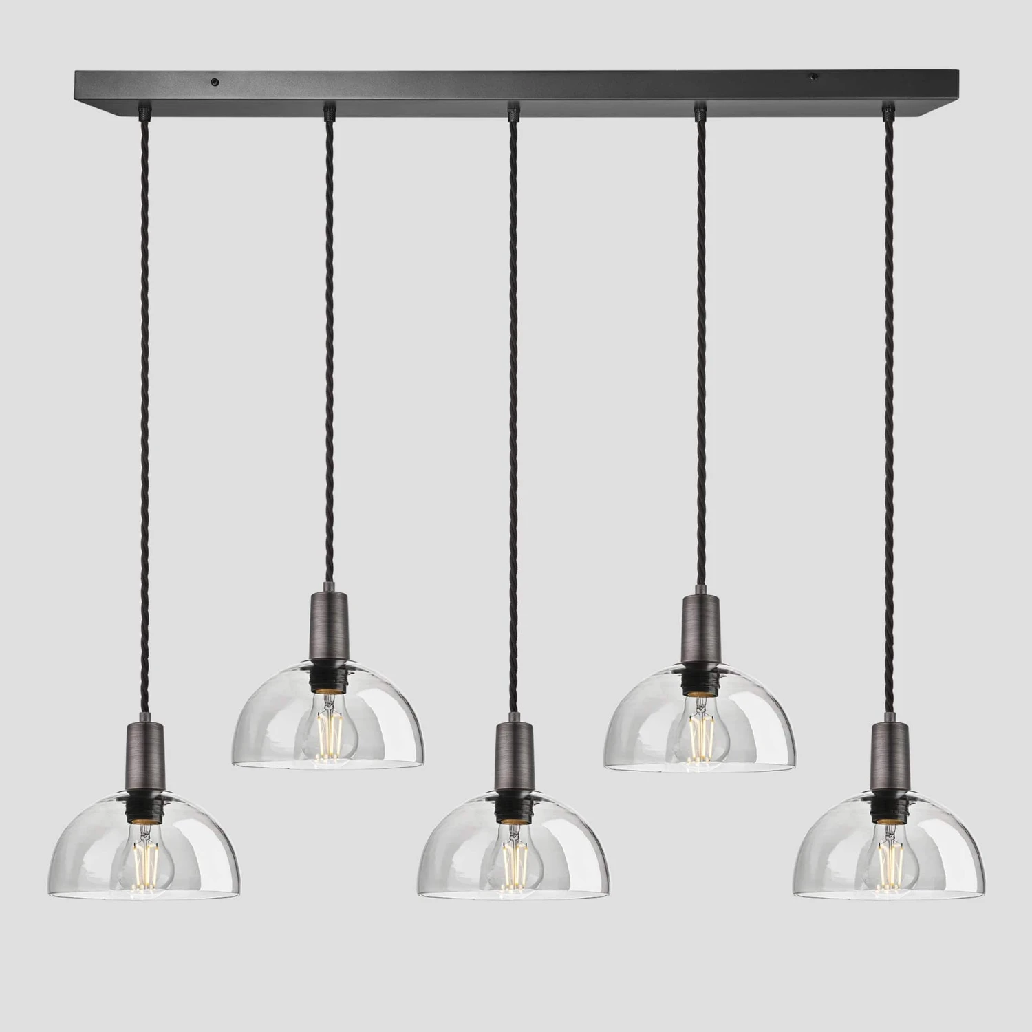 Sleek Tinted Glass Dome 5 Wire Cluster Lights - 8 Inch - Smoke Grey 2 Sleek Tinted Glass Dome 5 Wire Cluster Lights - 8 Inch - Smoke Grey - Image 2