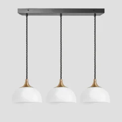 Chelsea Opal Glass Dome 3 Wire Cluster Lights - 8 Inch - White -Industville Shop 8 Inch Pendant OpalGlass Industville Lighting Dome BrassHolder Chlesea CH OGL D8 3WCL W BH