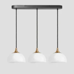 Chelsea Opal Glass Dome 3 Wire Cluster Lights - 8 Inch - White -Industville Shop 8 Inch Pendant OpalGlass Industville Lighting Dome BrassHolder Chlesea CH OGL D8 3WOCL W BH