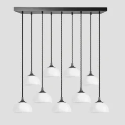 Chelsea Opal Glass Dome 9 Wire Cluster Lights - 8 Inch - White