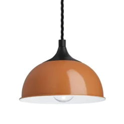 Chelsea Dome Pendant - 8 Inch - Orange -Industville Shop 8 Inch Pendant Orange Industville Lighting Dome BlackHolder Chelsea CH DP8 OR BKH