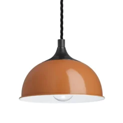Chelsea Dome Pendant - 8 Inch - Orange -Industville Shop 8 Inch Pendant Orange Industville Lighting Dome PewterHolder Chelsea CH DP8 OR PH