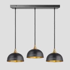 Chelsea Dome 3 Wire Cluster Lights - 8 Inch - Pewter & Brass