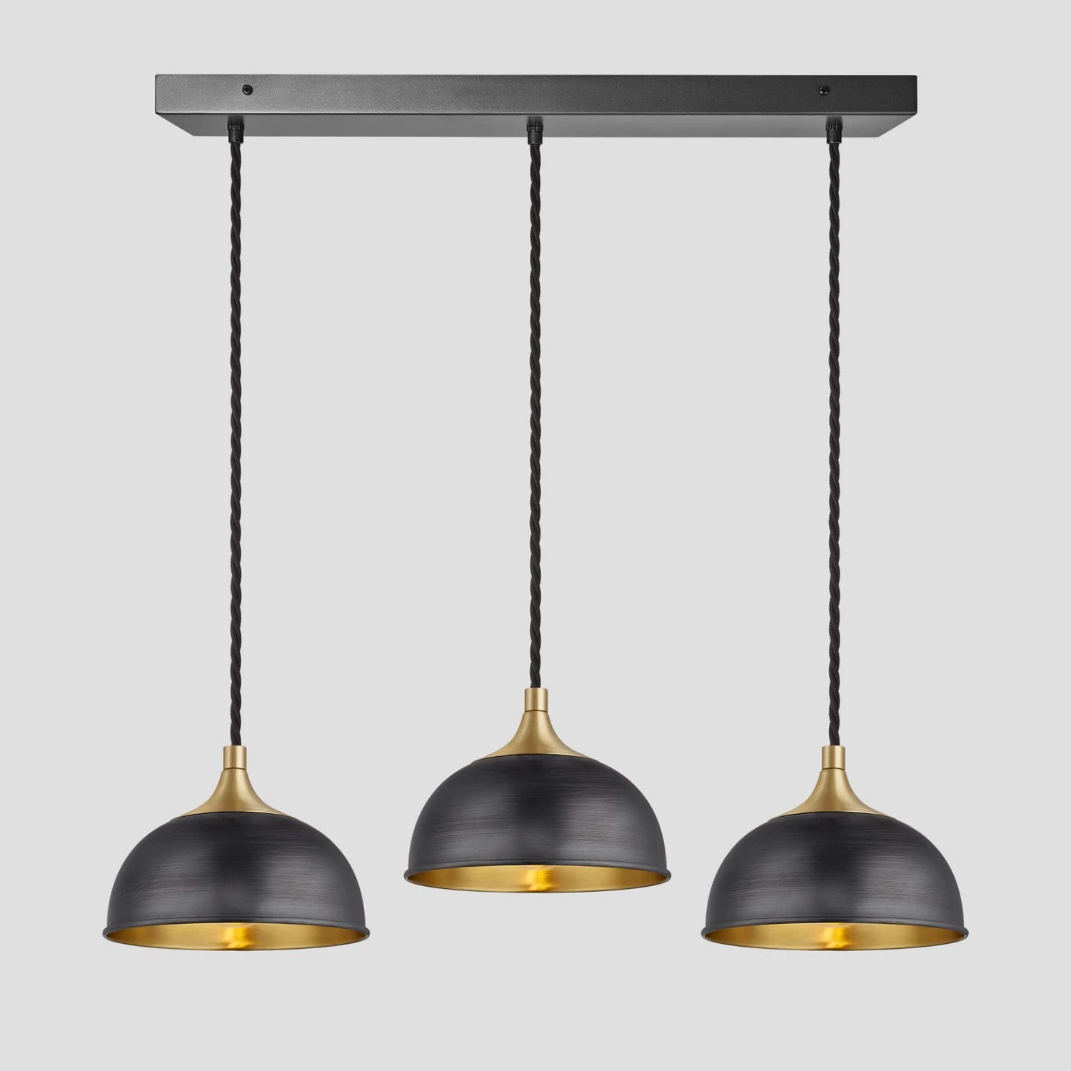 Chelsea Dome 3 Wire Cluster Lights - 8 Inch - Pewter & Brass 1 Chelsea Dome 3 Wire Cluster Lights - 8 Inch - Pewter & Brass