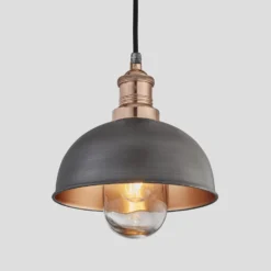 Brooklyn Outdoor & Bathroom Dome Pendant - 8 Inch - Pewter & Copper