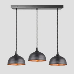 Chelsea Dome 3 Wire Cluster Lights - 8 Inch - Pewter & Copper