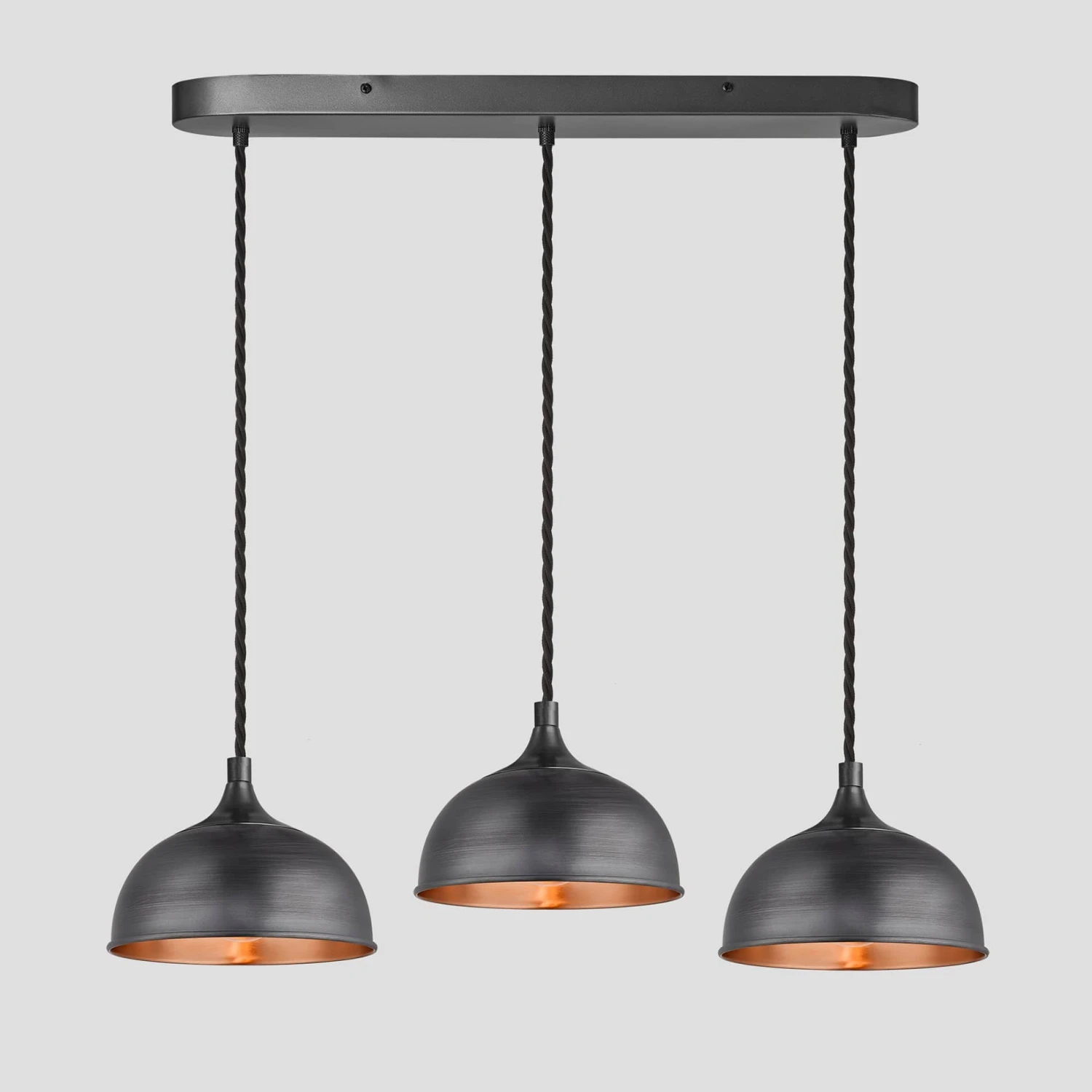 Chelsea Dome 3 Wire Cluster Lights - 8 Inch - Pewter & Copper 2 Chelsea Dome 3 Wire Cluster Lights - 8 Inch - Pewter & Copper - Image 2