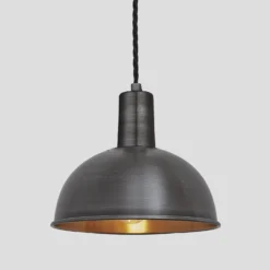Sleek Dome Pendant - 8 Inch - Pewter & Copper