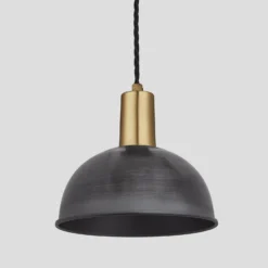 Sleek Dome Pendant - 8 Inch - Pewter 6 Sleek Dome Pendant - 8 Inch - Pewter -Industville Shop 8 Inch Pendant Pewter Industville Lighting Dome BrassHolder Sleek SL DP8 P BH