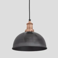 Brooklyn Dome Pendant Light - 8 Inch - Pewter 10 Brooklyn Dome Pendant Light - 8 Inch - Pewter -Industville Shop 8 Inch Pendant Pewter Industville Lighting Dome CopperHolder Brooklyn BR DP8 P CH UnLit