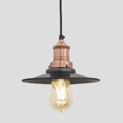 Brooklyn Flat Pendant - 8 Inch - Pewter 11 Brooklyn Flat Pendant - 8 Inch - Pewter -Industville Shop 8 Inch Pendant Pewter Industville Lighting Flat CopperHolder Brooklyn BR FP8 P CH
