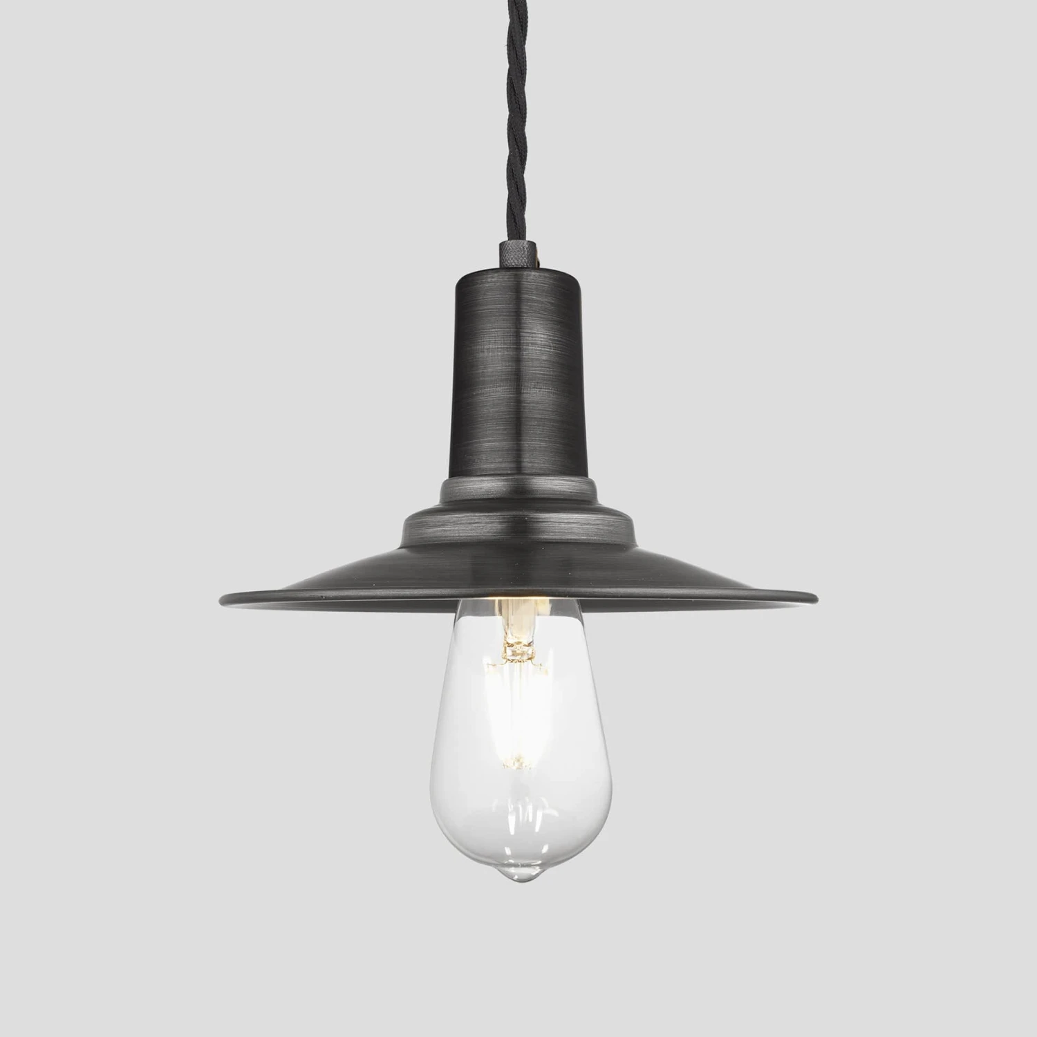 Sleek Flat Pendant - 8 Inch - Pewter 1 Sleek Flat Pendant - 8 Inch - Pewter