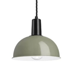 Sleek Dome Pendant - 8 Inch - Sage Green -Industville Shop 8 Inch Pendant SageGreen Industville Lighting Dome BlackHolder Sleek SL DP8 SG BKH