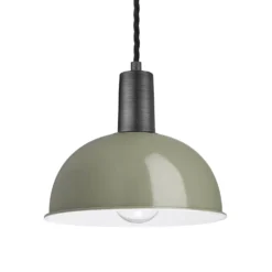 Sleek Dome Pendant - 8 Inch - Sage Green -Industville Shop 8 Inch Pendant SageGreen Industville Lighting Dome PewterHolder Sleek SL DP8 SG PH