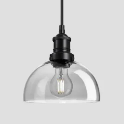 Brooklyn Tinted Glass Dome Pendant - 8 Inch - Smoke Grey