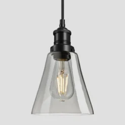 Brooklyn Tinted Glass Flask Pendant - 6 Inch - Smoke Grey