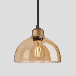 Orlando Tinted Glass Dome Pendant - 8 Inch - Amber
