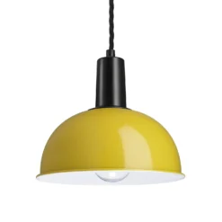 Sleek Dome Pendant - 8 Inch - Yellow -Industville Shop 8 Inch Pendant Yellow Industville Lighting Dome BlackHolder Sleek SL DP8 Y BKH