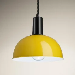 Sleek Dome Pendant - 8 Inch - Yellow
