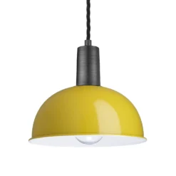 Sleek Dome Pendant - 8 Inch - Yellow -Industville Shop 8 Inch Pendant Yellow Industville Lighting Dome PewterHolder Sleek SL DP8 Y PH