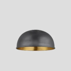 Knurled Dome Pendant Light - 8 Inch - Pewter & Brass -Industville Shop 8 Inch Shade Pewter Brass Industville Lighting Dome D8 BP SO 1