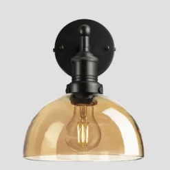 Brooklyn Tinted Glass Dome Wall Light - 8 Inch - Amber