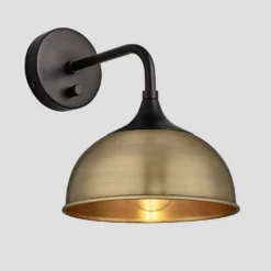 Chelsea Dome Wall Light - 8 Inch - Brass 15 Chelsea Dome Wall Light - 8 Inch - Brass -Industville Shop 8 Inch WallLight Brass Industville Lighting Dome BlackHolder Chelsea CH DWL8 B BKH Angled