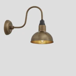 Swan Neck Dome Wall Light - 8 Inch - Brass