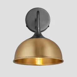 Chelsea Dome Wall Light - 8 Inch - Brass 12 Chelsea Dome Wall Light - 8 Inch - Brass -Industville Shop 8 Inch WallLight Brass Industville Lighting Dome PewterHolder Chelsea CH DWL8 B PH