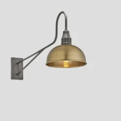 Long Arm Dome Wall Light - 8 Inch - Brass