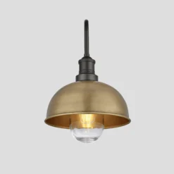 Swan Neck Outdoor & Bathroom Dome Wall Light - 8 Inch - Brass -Industville Shop 8 Inch WallLight Brass Industville Lighting Dome PewterHolder SwanNeck IP65 SN IP65 DWL8 B PH so