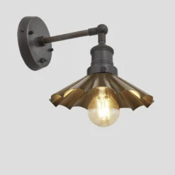 Brooklyn Umbrella Wall Light - 8 Inch - Brass -Industville Shop 8 Inch WallLight Brass Industville Lighting Umbrella PewterHolder Brooklyn BR UWL8 B PH