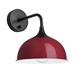 Chelsea Dome Wall Light - 8 Inch - Burgundy -Industville Shop 8 Inch WallLight Burgundy Industville Lighting Dome BlackHolder Chelsea CH DWL8 BU BKH angled