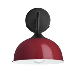 Chelsea Dome Wall Light - 8 Inch - Burgundy -Industville Shop 8 Inch WallLight Burgundy Industville Lighting Dome BlackHolder Chelsea CH DWL8 BU BKH front