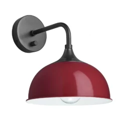Chelsea Dome Wall Light - 8 Inch - Burgundy -Industville Shop 8 Inch WallLight Burgundy Industville Lighting Dome PewterHolder Chelsea CH DWL8 BU PH angled