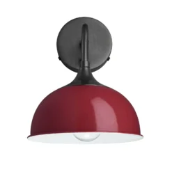 Chelsea Dome Wall Light - 8 Inch - Burgundy -Industville Shop 8 Inch WallLight Burgundy Industville Lighting Dome PewterHolder Chelsea CH DWL8 BU PH front