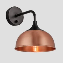 Chelsea Dome Wall Light - 8 Inch - Copper 13 Chelsea Dome Wall Light - 8 Inch - Copper -Industville Shop 8 Inch WallLight Copper Industville Lighting Dome BlackHolder Chelsea CH DWL8 C BKH Angled