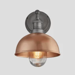 Brooklyn Outdoor & Bathroom Dome Wall Light - 8 Inch - Copper -Industville Shop 8 Inch WallLight Copper Industville Lighting Dome PewterHolder Brooklyn IP65 BR IP65 DWL8 C PH