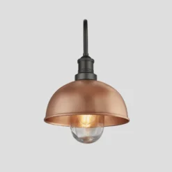 Swan Neck Outdoor & Bathroom Dome Wall Light - 8 Inch - Copper -Industville Shop 8 Inch WallLight Copper Industville Lighting Dome PewterHolder SwanNeck IP65 SN IP65 DWL8 C PH so