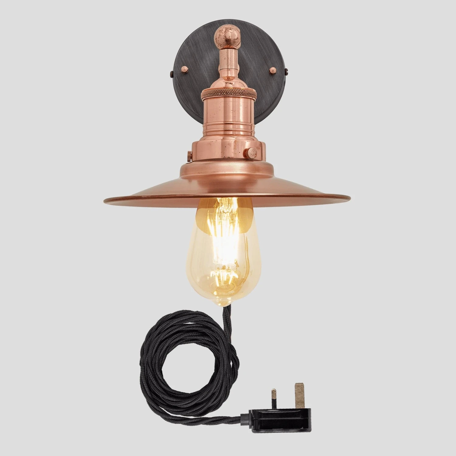 Brooklyn Flat Wall Light - 8 Inch - Copper - With Plug 2 Brooklyn Flat Wall Light - 8 Inch - Copper - With Plug - Image 2