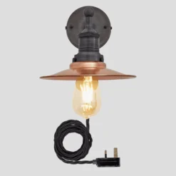 Brooklyn Flat Wall Light - 8 Inch - Copper - With Plug