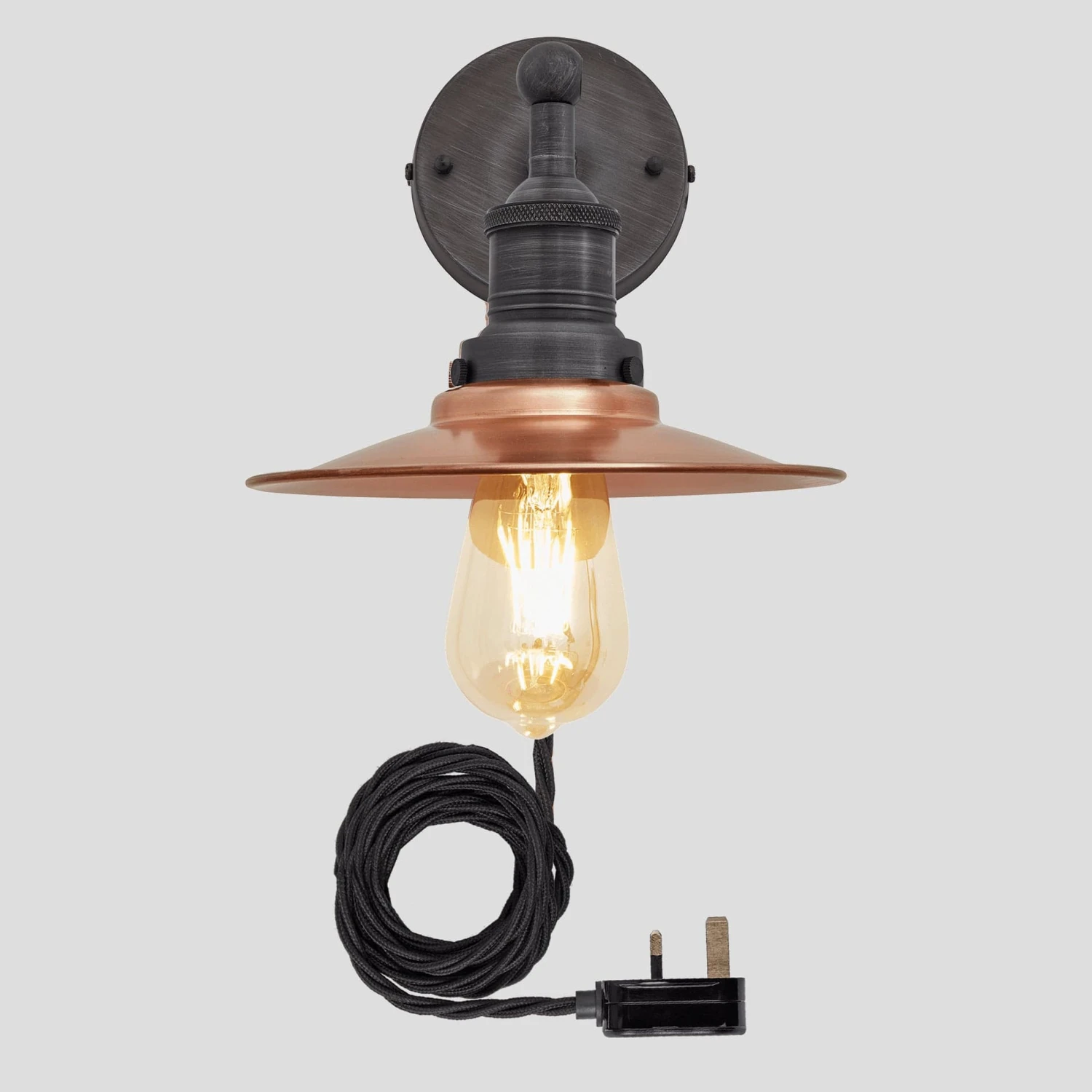 Brooklyn Flat Wall Light - 8 Inch - Copper - With Plug 1 Brooklyn Flat Wall Light - 8 Inch - Copper - With Plug