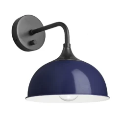 Chelsea Dome Wall Light - 8 Inch - Dark Blue -Industville Shop 8 Inch WallLight DarkBlue Industville Lighting Dome PewterHolder Chelsea CH DWL8 DB PH angled