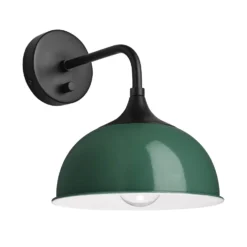 Chelsea Dome Wall Light - 8 Inch - Dark Green -Industville Shop 8 Inch WallLight DarkGreen Industville Lighting Dome BlackHolder Chelsea CH DWL8 DG BKH angled