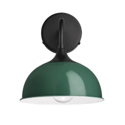 Chelsea Dome Wall Light - 8 Inch - Dark Green -Industville Shop 8 Inch WallLight DarkGreen Industville Lighting Dome BlackHolder Chelsea CH DWL8 DG BKH front