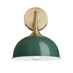 Chelsea Dome Wall Light - 8 Inch - Dark Green -Industville Shop 8 Inch WallLight DarkGreen Industville Lighting Dome BrassHolder Chelsea CH DWL8 DG BH